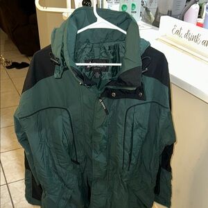 Green and Black Hooded Jacket